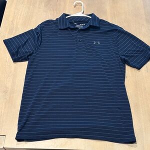 Under Armour Men's Striped Dark Blue Polo